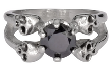 Load image into Gallery viewer, Heavy Metal Jewelry Ladies Black Ice Solitaire Skull Ring Stainless Steel SR166