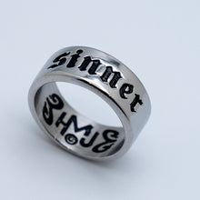 Load image into Gallery viewer, Unisex Religious Heavy Metal Jewelry Sinner Wedding Band Ring Stainless Steel SR172
