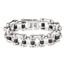 Load image into Gallery viewer, Motorcycle Bike Chain Bracelet Black Center Heavy Metal Jewelry SB181