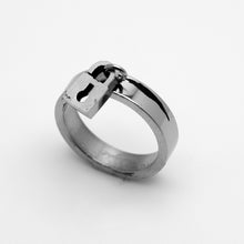 Load image into Gallery viewer, Biker "Love" Lock Ladies Ring Wedding Band Stainless Steel SR24