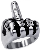 Load image into Gallery viewer, Middle Finger Ring Unisex Biker Jewelry Stainless Steel Up to Size 20 SR45