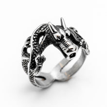 Load image into Gallery viewer, 3-D Dragon Ring Stainless Steel Unisex Biker Ring SR73