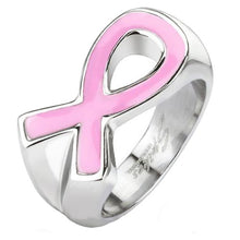 Load image into Gallery viewer, Pink Ribbon Ring Breast Cancer Awareness Ring Unisex Stainless Steel SR89