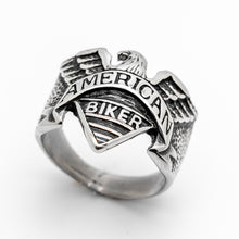 Load image into Gallery viewer, American Biker Eagle Banner Ring Stainless Steel Unisex Biker Jewelry SR93
