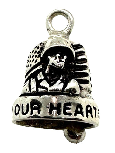 IN OUR HEARTS Sterling Silver Motorcycle Ride Bell, Military Bell