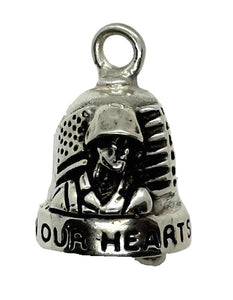 IN OUR HEARTS Sterling Silver Motorcycle Ride Bell, Military Bell