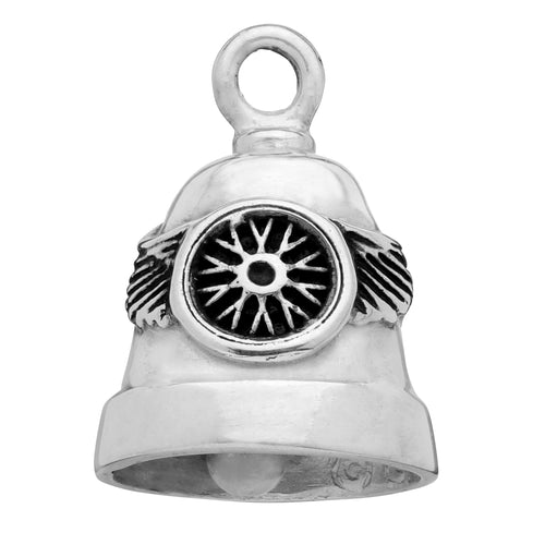 Sterling Silver Wheel Winged Motorcycle Ride Bell, Gremlin Bell
