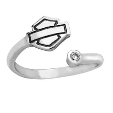 Load image into Gallery viewer, Harley-Davidson® Wrap Around B&amp;S Logo Toe Ring with Crystal Stone in Sterling Silver  HDT0011 image 1