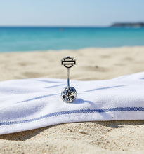 Load image into Gallery viewer, Harley Davidson® Filigree Willie G Sugar Skull B&amp;S Logo Navel Ring  HDZ0062 image 3