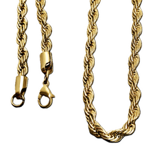 Load image into Gallery viewer, Solid 3mm Gold Plated Rope Chain / Necklace Stainless Steel CH10