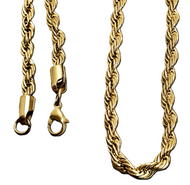 Solid 5mm Gold Plated Rope Chain / Necklace Stainless Steel CH11