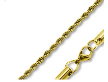 Load image into Gallery viewer, Solid 3mm Gold Plated Rope Chain / Necklace Stainless Steel CH10