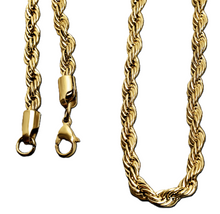 Load image into Gallery viewer, 3mm Gold Rope Chain 18K Gold Plated Unisex Necklace Stainless Steel<BR>CH10