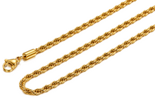 Load image into Gallery viewer, 3mm Gold Rope Chain 18K Gold Plated Unisex Necklace Stainless Steel CH10