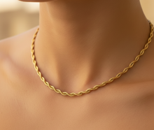 Load image into Gallery viewer, 3mm Gold Rope Chain 18K Gold Plated Unisex Necklace Stainless Steel<BR>CH10