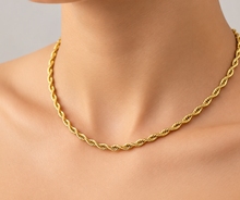 Load image into Gallery viewer, 3mm Gold Rope Chain 18K Gold Plated Unisex Necklace Stainless Steel CH10