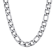8mm Figaro Link Chain Men's or Ladies Necklace Stainless Steel CH15