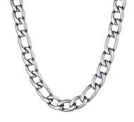 11mm Figaro Link Chain Men's Necklace Stainless Steel CH16