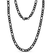 Load image into Gallery viewer, Black 6mm Figaro Chain Necklace Stainless Steel Unisex CH17