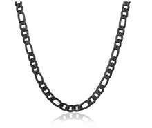 Load image into Gallery viewer, Black 6mm Figaro Chain Necklace Stainless Steel Unisex CH17