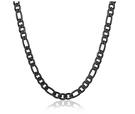 6mm Black Figaro Link Chain Unisex Necklace Stainless Steel CH17