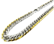 Gold & Silver 11mm Curb Link Two-Tone Stainless-Steel Necklace CH18