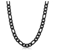 12mm Black Figaro Link Chain Men's Necklace Stainless Steel  CH19
