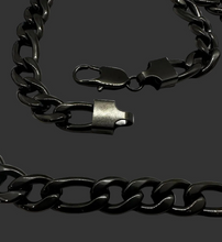 Load image into Gallery viewer, Large Iron Cross Pendant &amp; 11mm Black Figaro Chain Men's Necklace Stainless Steel SP115-F-BLK