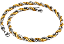 Load image into Gallery viewer, 3mm Rope TT Chain Silver &amp; Gold Unisex Necklace Stainless Steel CH1