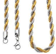 Load image into Gallery viewer, 3mm Rope TT Chain Silver &amp; Gold Unisex Necklace Stainless Steel CH1