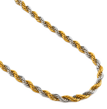 Load image into Gallery viewer, 3mm Rope TT Chain Silver &amp; Gold Unisex Necklace Stainless Steel CH1