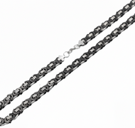 11mm Flat Byzantine Link TT Chain Black & Silver Men's Necklace Stainless Steel CH22