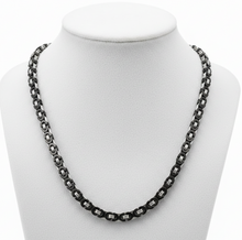 Load image into Gallery viewer, 11mm Flat Byzantine Link TT Chain Black &amp; Silver Men's Necklace Stainless Steel <BR>CH22