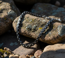 Load image into Gallery viewer, 11mm Flat Byzantine Link TT Chain Black &amp; Silver Men's Necklace Stainless Steel <BR>CH22