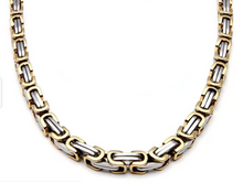 Load image into Gallery viewer, 9mm Byzantine Link TT Chain in Gold &amp; Silver Men's Necklace Stainless Steel <BR>CH23