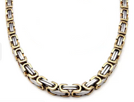 9mm Byzantine Link TT Chain in Gold & Silver Men's Necklace Stainless Steel CH23