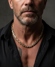 Load image into Gallery viewer, 9mm Byzantine Link TT Chain in Gold &amp; Silver Men's Necklace Stainless Steel <BR>CH23