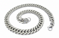 Stainless Steel 15mm Wide Curb Link Men's Necklace 24 Inches CH24