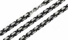 Load image into Gallery viewer, Unisex Two-Tone Chrome &amp; Black 7mm Byzantine Necklace / Chain CH25