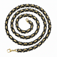 Load image into Gallery viewer, 7mm Byzantine Link TT Chain Black &amp; Gold Men's Necklace Stainless Steel<BR>CH26