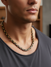 Load image into Gallery viewer, 5.5mm Byzantine Link Chain Black &amp; Gold Unisex Necklace Stainless Steel<BR>CH27