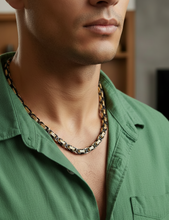 Load image into Gallery viewer, 5.5mm Byzantine Link Chain Black &amp; Gold Unisex Necklace Stainless Steel<BR>CH27