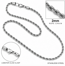 Load image into Gallery viewer, 2mm Rope Chain Unisex Necklace Stainless Steel CH2