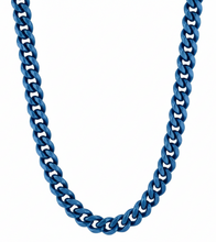 Load image into Gallery viewer, Blue 9mm Cuban Link Necklace / Curb Link Chain Stainless Steel<br>33