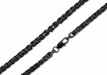 Load image into Gallery viewer, 5mm Black Byzantine Link Chain Unisex Necklace Stainless Steel CH35