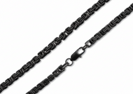 4mm Black Byzantine Link Chain Unisex Necklace Stainless Steel CH34