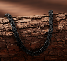 Load image into Gallery viewer, Black Stainless Steel 8mm Byzantine Men's Necklace / Chain CH36