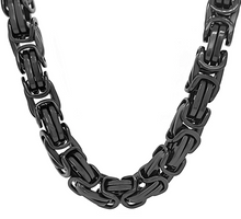 Load image into Gallery viewer, 10mm Black Byzantine Chain Necklace Stainless Steel CH37