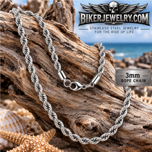 Load image into Gallery viewer, 3mm Rope Chain Unisex Necklace Stainless Steel CH3