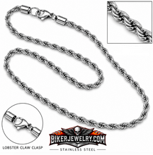 Load image into Gallery viewer, 3mm Rope Chain Unisex Necklace Stainless Steel CH3